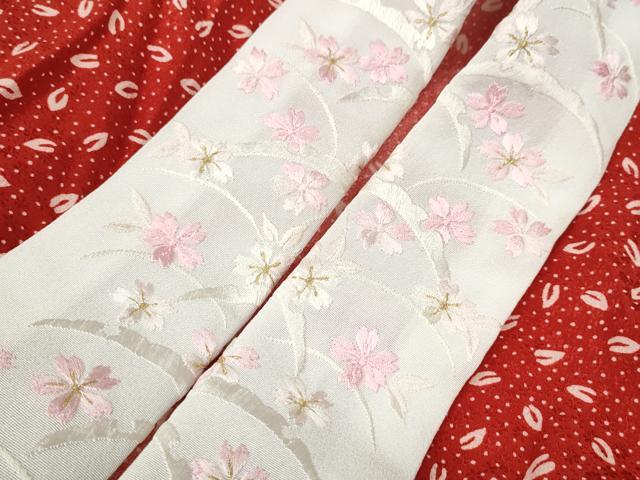 未使用 長襦袢 袷 無双袖 ピンク 麻の葉模様 半衿付き 正絹 保管品 