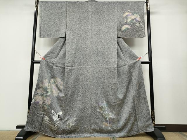 平和屋着物○十日町友禅作家 松雨 訪問着 立鶴枝花文 暈し染め 金彩