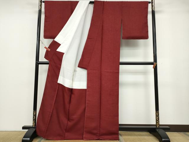 平和屋着物●紋屋井関　御寮織　お召　桐竹鳳凰文　臙脂色　正絹　逸品　CABB6320ut_2