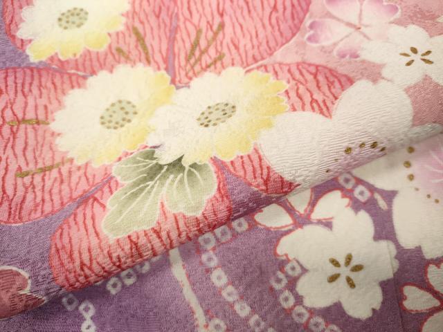 平和屋着物●豪華振袖　舞花文　暈し染め　正絹　逸品　CABB6342ut 平和屋着物○豪華振袖 舞花文 暈し染め 正絹 逸品 CABB6342ut 【公式通販】