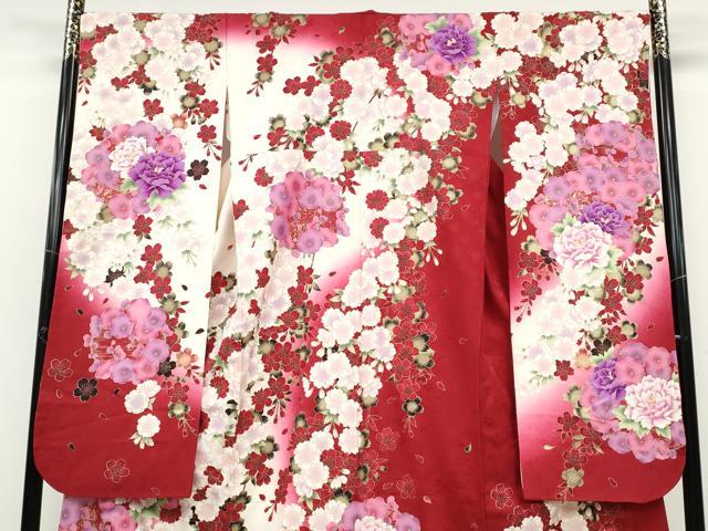 平和屋着物●豪華振袖　刺繍　草花文　暈し染め　金彩　正絹　逸品　CABB6343ut_2