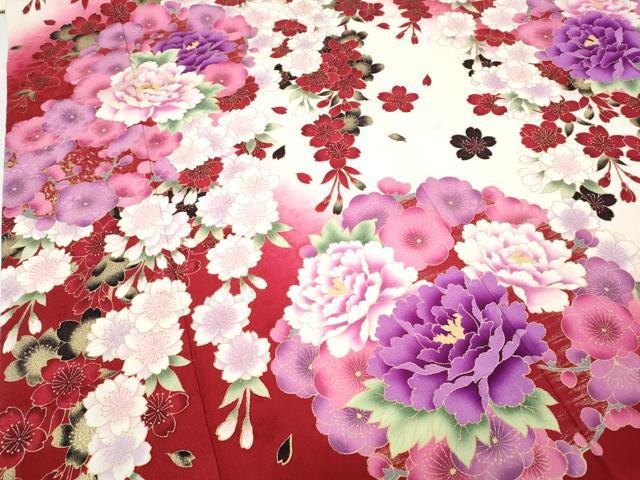 平和屋着物●豪華振袖　刺繍　草花文　暈し染め　金彩　正絹　逸品　CABB6343ut_5