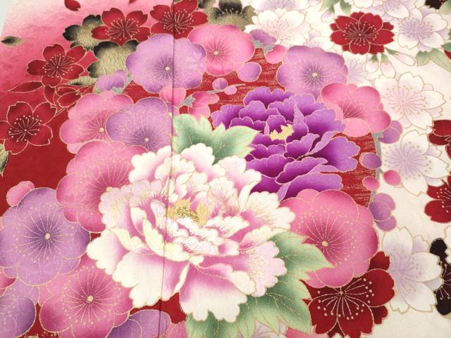 平和屋着物●豪華振袖　刺繍　草花文　暈し染め　金彩　正絹　逸品　CABB6343ut_4