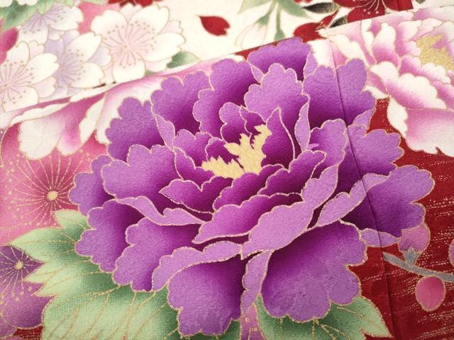 平和屋着物●豪華振袖　刺繍　草花文　暈し染め　金彩　正絹　逸品　CABB6343ut_7