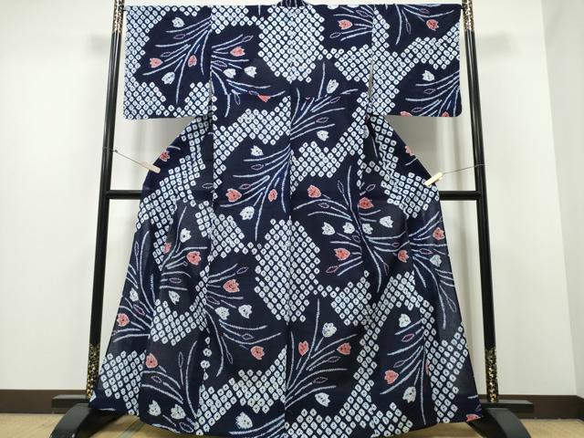 平和屋着物∴夏物　浴衣　有松鳴海絞り　チューリップ　綿　逸品　未使用　CABB6465ng