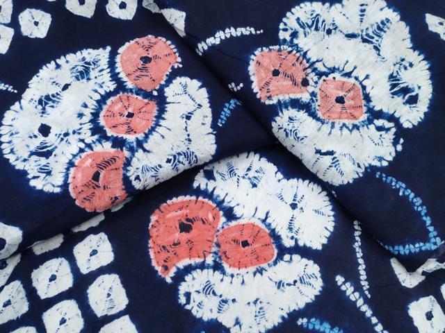 平和屋着物∴夏物　浴衣　有松鳴海絞り　舞花文　綿　逸品　未使用　CABB6478ng