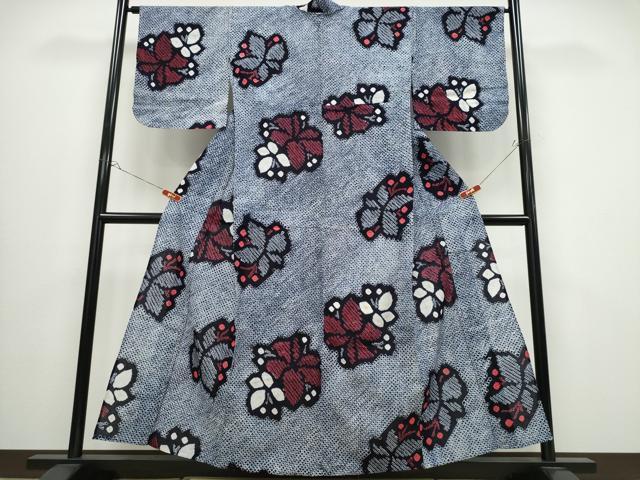 平和屋着物∴夏物　浴衣　有松鳴海絞り　舞花文　綿　逸品　CABB6534ng