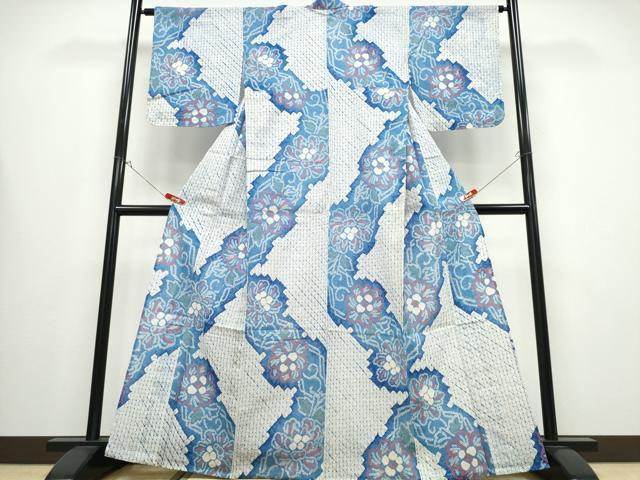 平和屋着物∴夏物　浴衣　有松鳴海絞り　枝花文　綿　逸品　未使用　CABB6535ng