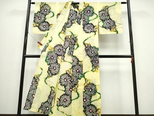 平和屋着物∴夏物　浴衣　有松鳴海絞り　流水菊文　綿　逸品　未使用　CABB6543ng_1