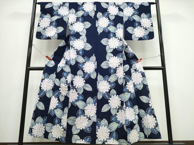 平和屋着物∴夏物　浴衣　紫陽花　綿　逸品　CABB6552ng_1