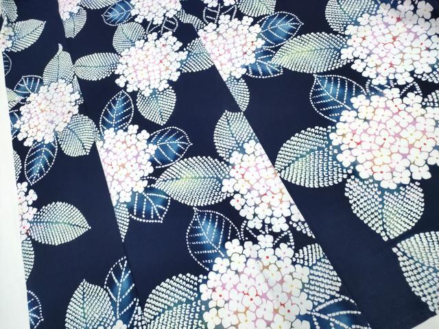 平和屋着物∴夏物　浴衣　紫陽花　綿　逸品　CABB6552ng_3