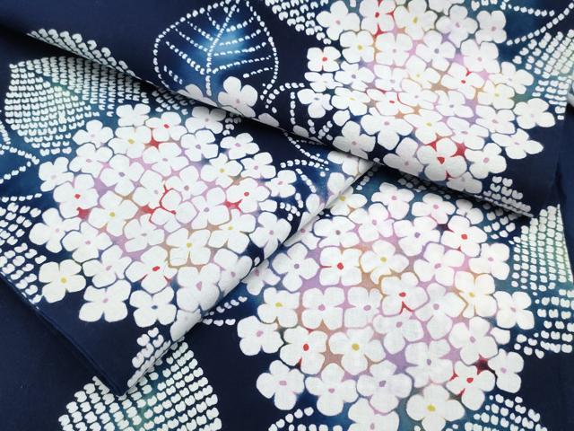 平和屋着物∴夏物　浴衣　紫陽花　綿　逸品　CABB6552ng