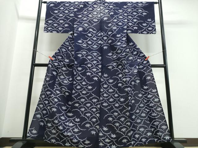 平和屋着物∴夏物　浴衣　綿絽　芝草笹文　綿　逸品　未使用　CABB6561ng_1