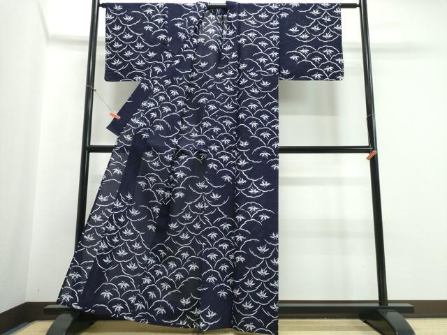 平和屋着物∴夏物　浴衣　綿絽　芝草笹文　綿　逸品　未使用　CABB6561ng_2
