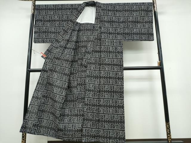 平和屋着物∴夏物　男性　浴衣　横段吉祥文　黒地　綿　逸品　CABB6623ng_1
