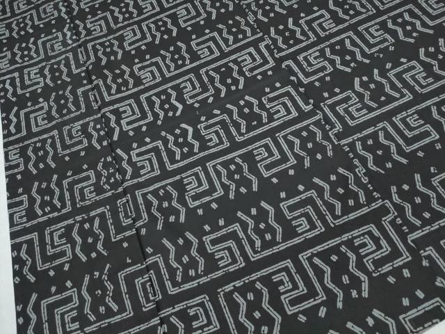 平和屋着物∴夏物　男性　浴衣　横段吉祥文　黒地　綿　逸品　CABB6623ng_2