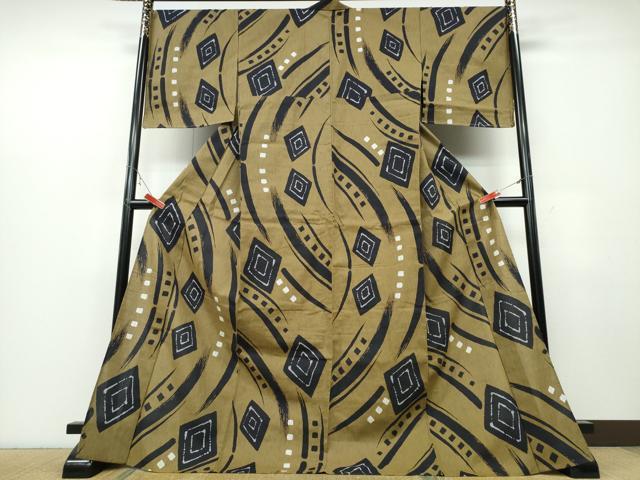 平和屋着物∴夏物　浴衣　色紙吉祥文　綿　逸品　未使用　CABB6704ng