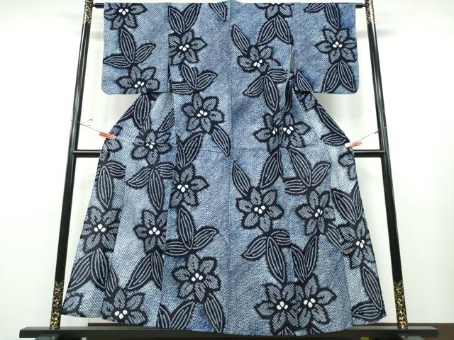 平和屋着物∴夏物　浴衣　有松鳴海絞り　舞花文　綿　逸品　未使用　CABB6754ng
