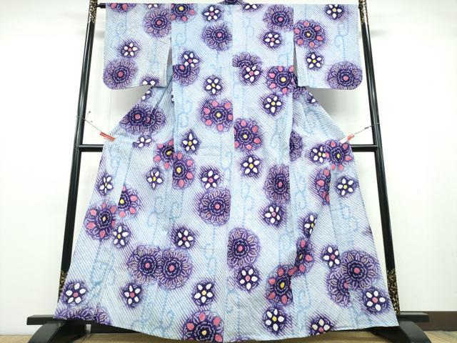 平和屋着物∴夏物 浴衣 有松鳴海絞り 正倉院花文 綿 逸品