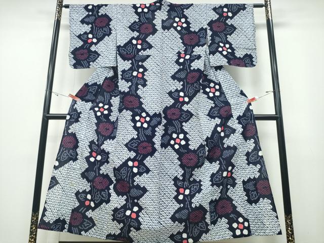 平和屋着物∴夏物　浴衣　有松鳴海絞り　草花文　綿　逸品　CABB6799ng