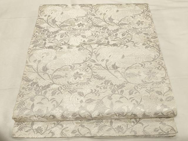 平和屋着物●本場筑前博多織　八寸名古屋帯　更紗花鳥文　正絹　逸品　CABB7205dy