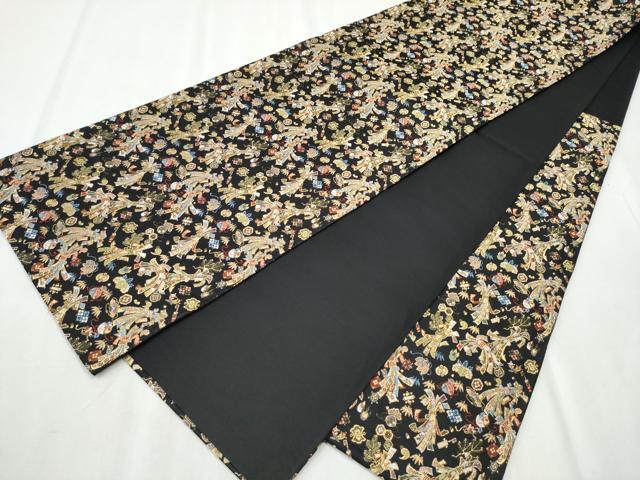 平和屋着物●西陣の老舗　1782年創業　山下織物　六通柄袋帯　熨斗宝尽くし　弐仙七百機　黒地　金糸　正絹　逸品　CABB9216hy