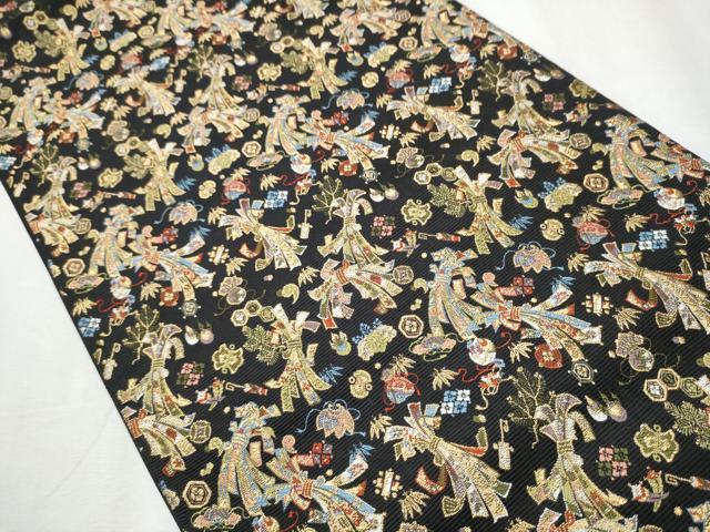 平和屋着物●西陣の老舗　1782年創業　山下織物　六通柄袋帯　熨斗宝尽くし　弐仙七百機　黒地　金糸　正絹　逸品　CABB9216hy