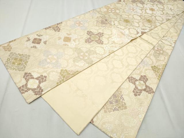 平和屋着物●六通柄袋帯　唐織　縦枠花文　金糸　正絹　逸品　CABB9224hy_5