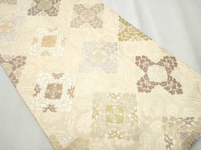 平和屋着物●六通柄袋帯　唐織　縦枠花文　金糸　正絹　逸品　CABB9224hy_1
