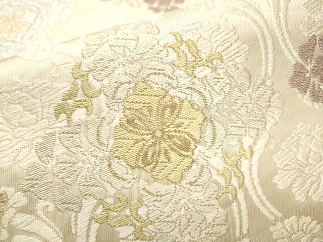 平和屋着物●六通柄袋帯　唐織　縦枠花文　金糸　正絹　逸品　CABB9224hy_4