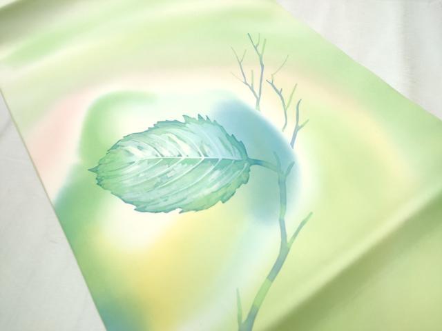 平和屋着物●塩瀬　九寸開き名古屋帯　作家物　枝葉文　正絹　逸品　CABB9285hy 平和屋着物○塩瀬 九寸開き名古屋帯 作家物 枝葉文 正絹 逸品