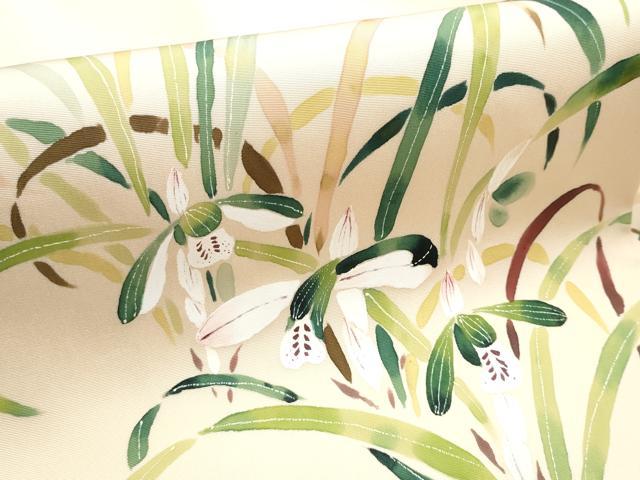 平和屋着物●塩瀬　九寸名古屋帯　作家物　手描き　草花文　正絹　逸品　CABB9305hy 平和屋着物○塩瀬 九寸名古屋帯 作家物 手描き 草花文 正絹 逸品