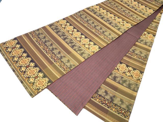 平和屋着物●両面　全通柄袋帯　横段花文　正絹　逸品　CABB9337hy