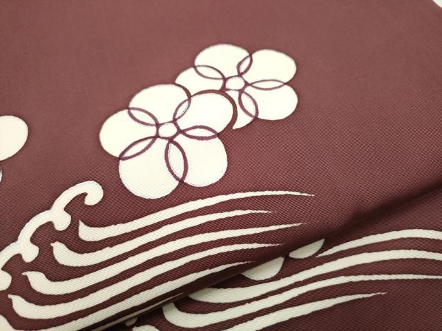 平和屋着物●塩瀬　つけ帯　流水花文　銀彩　正絹　逸品　CABB9344hy 平和屋着物○塩瀬 つけ帯 流水花文 銀彩 正絹 逸品 CABB9344hy 【公式