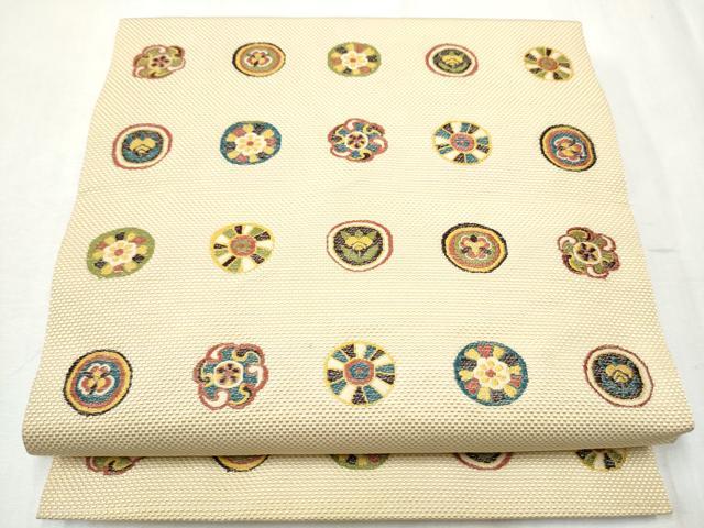 平和屋着物●本場筑前博多織　八寸名古屋帯　花丸文　正絹　逸品　CABB9362hy