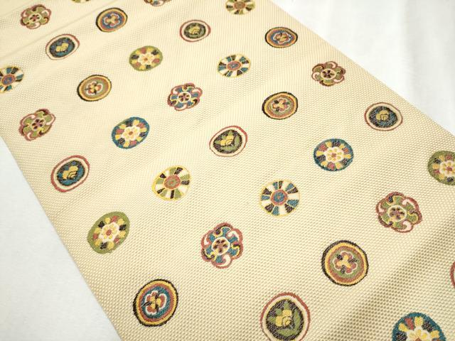 平和屋着物●本場筑前博多織　八寸名古屋帯　花丸文　正絹　逸品　CABB9362hy_1
