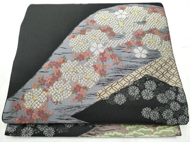 平和屋着物●西陣　津村織物謹製　六通柄袋帯　鐘紡製美術館　重要文化財　染地四孝草花文　金銀糸　正絹　逸品　CABB9432hy 18,470円