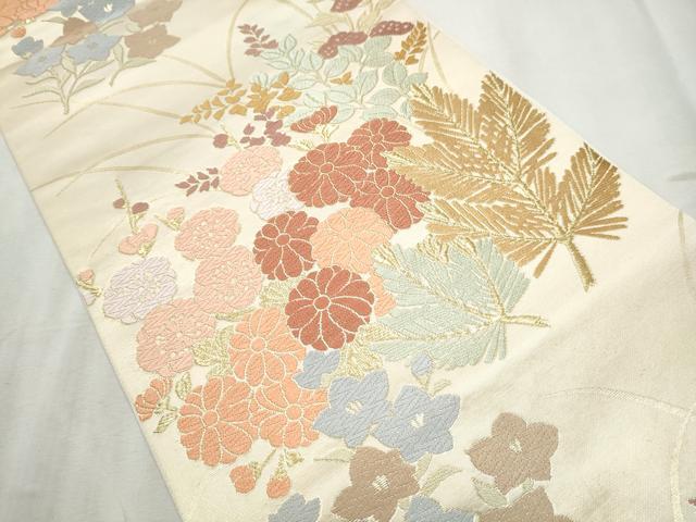 平和屋着物○西陣 川島織物 六通柄 本袋帯 唐織 草花文 正絹 逸品