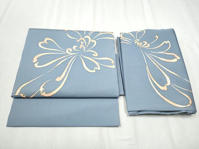 平和屋着物●塩瀬　つけ帯　駒刺繍　舞花文　金彩　正絹　逸品　CABB9448hy