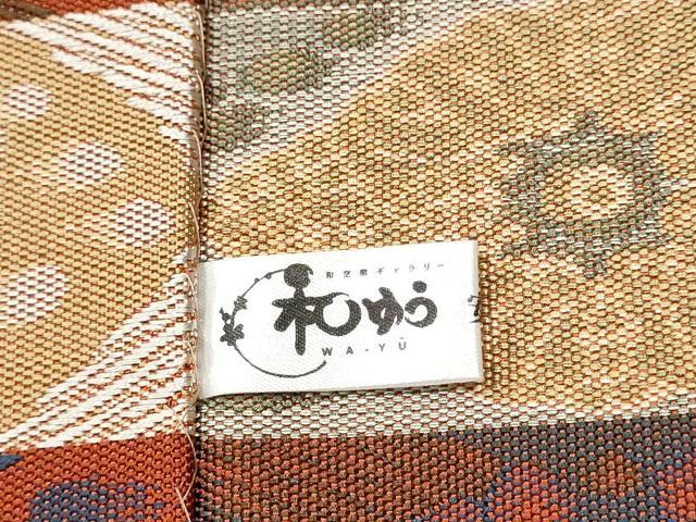 平和屋着物●本場筑前博多織　八寸名古屋帯　花間道　金彩　正絹　逸品　CABB9498hy_5