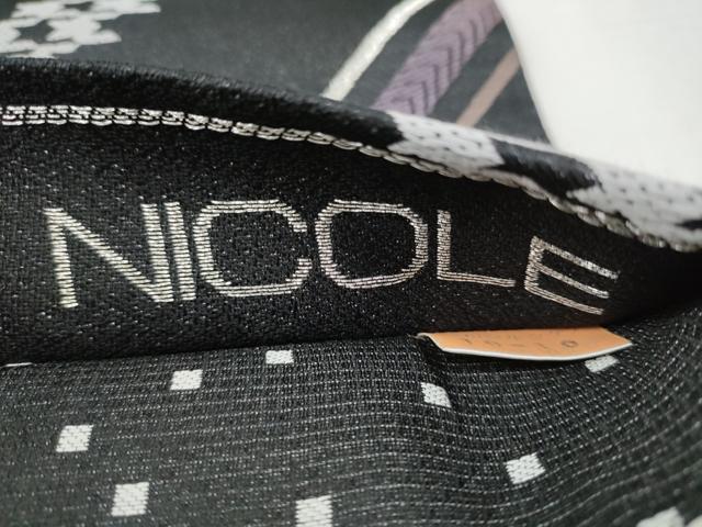 平和屋着物●両面　六通柄袋帯　NICOLE　斜線文　千鳥格子　黒地　銀糸　正絹　逸品　CABB9521hy 平和屋着物○両面 六通柄袋帯 NICOLE 斜線文 千鳥格子 黒地