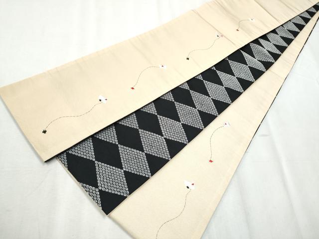 平和屋着物●半幅帯　刺繍　手紙　クローバー　ハート　スペード　ダイヤ　CABB9594hy 平和屋着物○半幅帯 刺繍 手紙 クローバー ハート スペード ダイヤ
