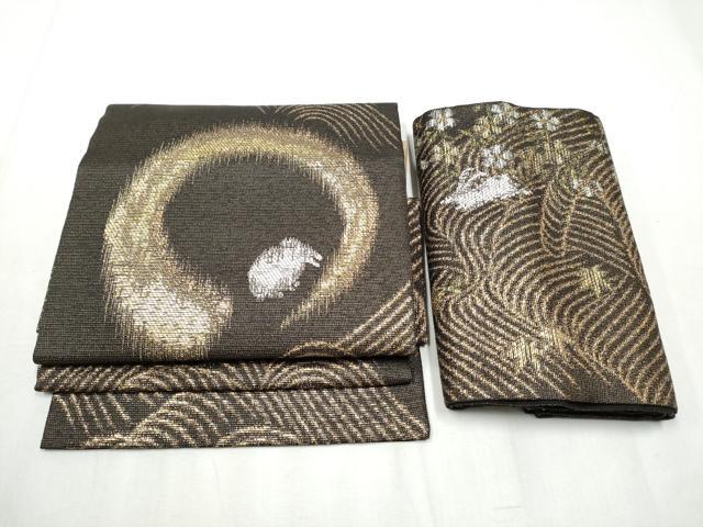 平和屋着物▽つけ帯　スリーシーズン　兎　金銀糸　春夏秋　正絹　逸品　CABB9599hy
