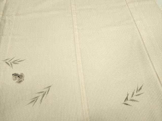 平和屋着物＊夏物　男性　訪問着　紗紬　手描き　笠　蛙　正絹　逸品　CABB9612ze 平和屋着物＊夏物 男性 訪問着 紗紬 手描き 笠 蛙 正絹 逸品