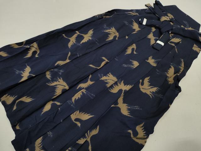 平和屋着物＊夏物　アンティーク　大正ロマン　男性　行灯袴　飛鶴文　正絹　逸品　CABB9615ze