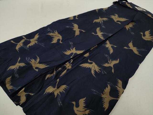 平和屋着物＊夏物　アンティーク　大正ロマン　男性　行灯袴　飛鶴文　正絹　逸品　CABB9615ze