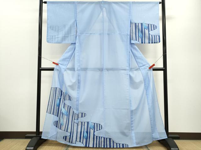 平和屋着物＊夏物　訪問着　絽　孔雀鹿の子文　洗える着物　CABB9643ze
