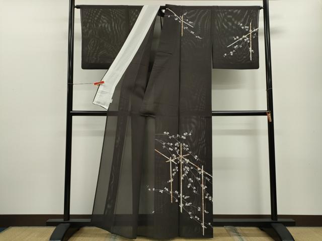 平和屋着物＊夏物　訪問着　絽　枝花文　金彩　正絹　逸品　CABB9783ze_1