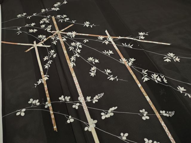 平和屋着物＊夏物　訪問着　絽　枝花文　金彩　正絹　逸品　CABB9783ze_3