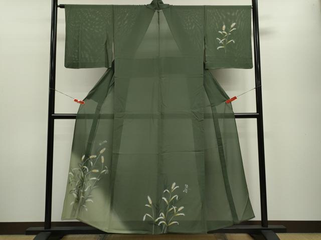 平和屋着物＊夏物　訪問着　絽　トンボ　草木文　暈し染め　正絹　逸品　CABB9799ze 平和屋着物＊夏物 訪問着 絽 トンボ 草木文 暈し染め 正絹 逸品